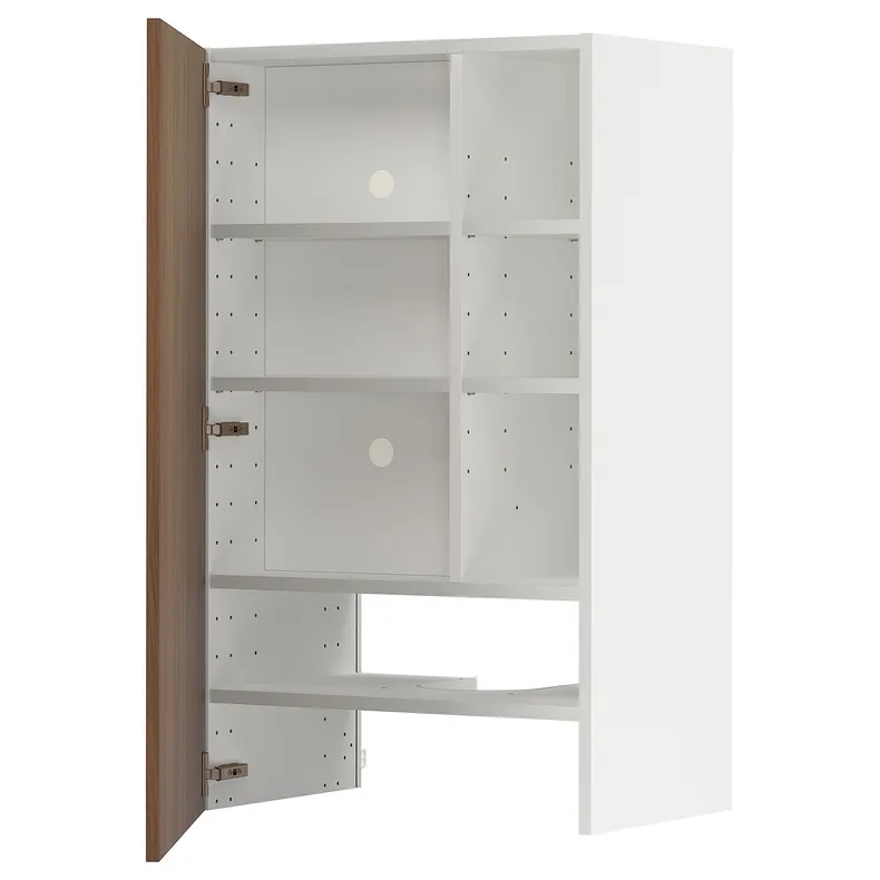 IKEA METOD МЕТОД, навесной шкаф д / вытяжки / полка / дверь, белый / Имитация коричневого ореха, 60x100 см 595.193.40 фото №1