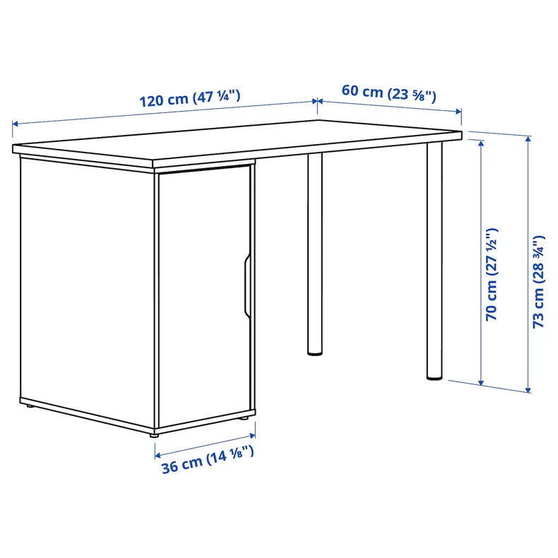 IKEA LAGKAPTEN ЛАГКАПТЕН / ALEX АЛЕКС, письмовий стіл, Чорний/коричневий/білий, 120x60 см 795.109.37 фото №6