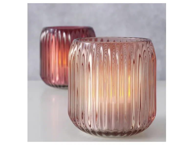 BRW Скляний свічник Hygge 8,5 см tealight рожевий 097292 фото №2