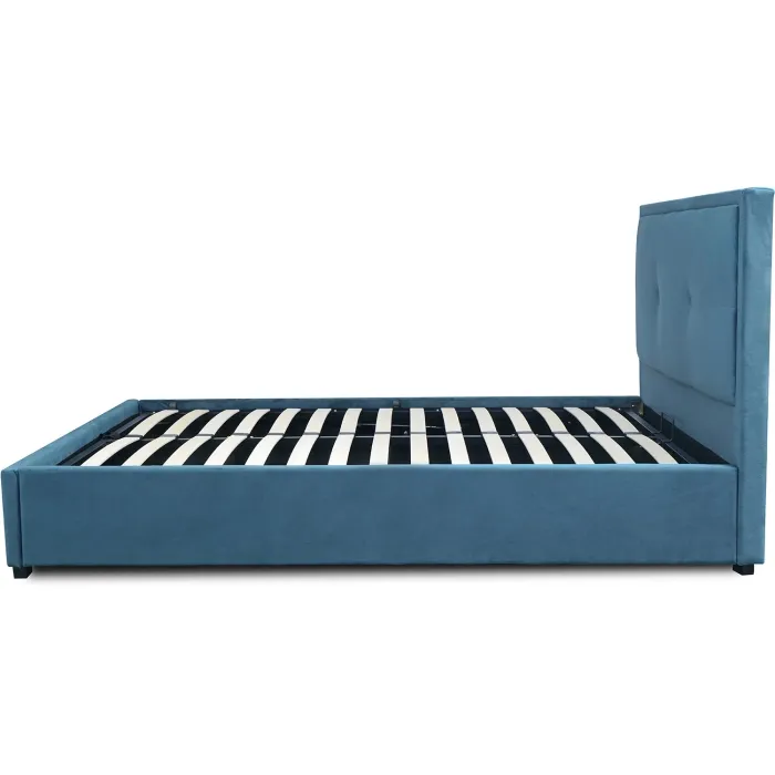 Кровать двуспальная бархатная MEBEL ELITE ANDRE Velvet, 140x200 см, Темно-синий фото №12