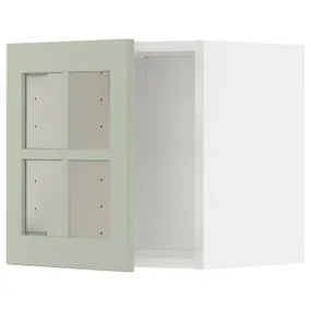 IKEA METOD МЕТОД, шафа навісна зі скляними дверцятами, білий / Стенсунд світло-зелений, 40x40 см 394.864.11 фото