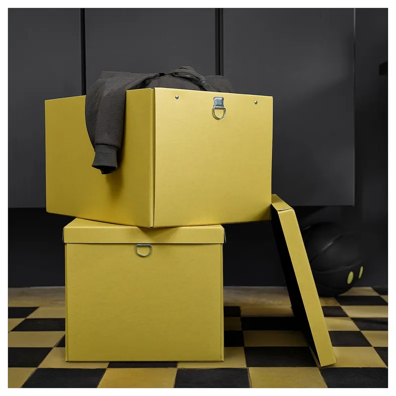 IKEA NIMM НІММ, коробка для зберігання з кришкою, жовтий, 35x50x30 см 705.959.93 фото №4