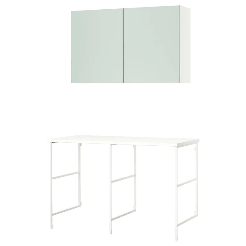 IKEA ENHET ЕНХЕТ, шафа, білий / блідо-сіро-зелений, 139x63.5x90.5 см 495.481.21 фото №1