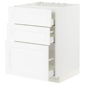 IKEA METOD МЕТОД / MAXIMERA МАКСИМЕРА, шкаф д / варочной панели / 3фасада / 3ящ, белый Энкёпинг / белая имитация дерева, 60x60 см 194.734.19 фото