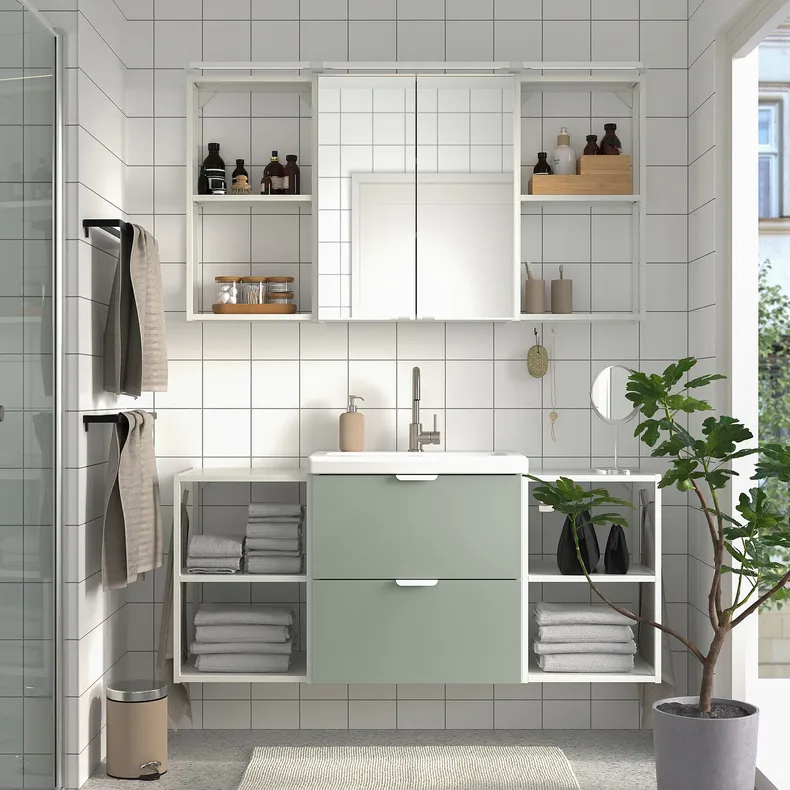 IKEA ENHET ЭНХЕТ, ванная, белый / бледный серо-зеленый, 140x43x65 см 295.476.84 фото №2
