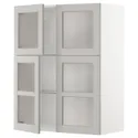 IKEA METOD МЕТОД, настінна шафа, полиці / 4 склян дверц, білий / світло-сірий Lerhyttan, 80x100 см 694.562.81 фото thumb №1