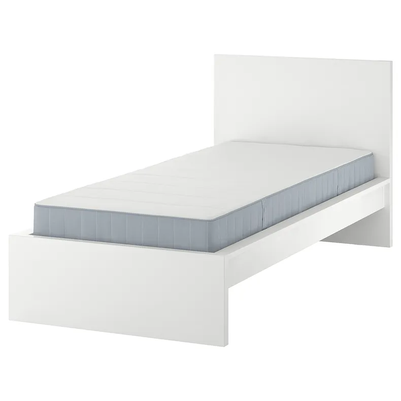 IKEA MALM МАЛЬМ, каркас кровати с матрасом, белый / Вестерёй средней жесткости, 90x200 см 595.446.41 фото №1