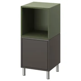 IKEA EKET ЭКЕТ, комбинация шкафов с ножками, темно-серый серый / зеленый / металл, 35x35x80 см 195.217.12 фото