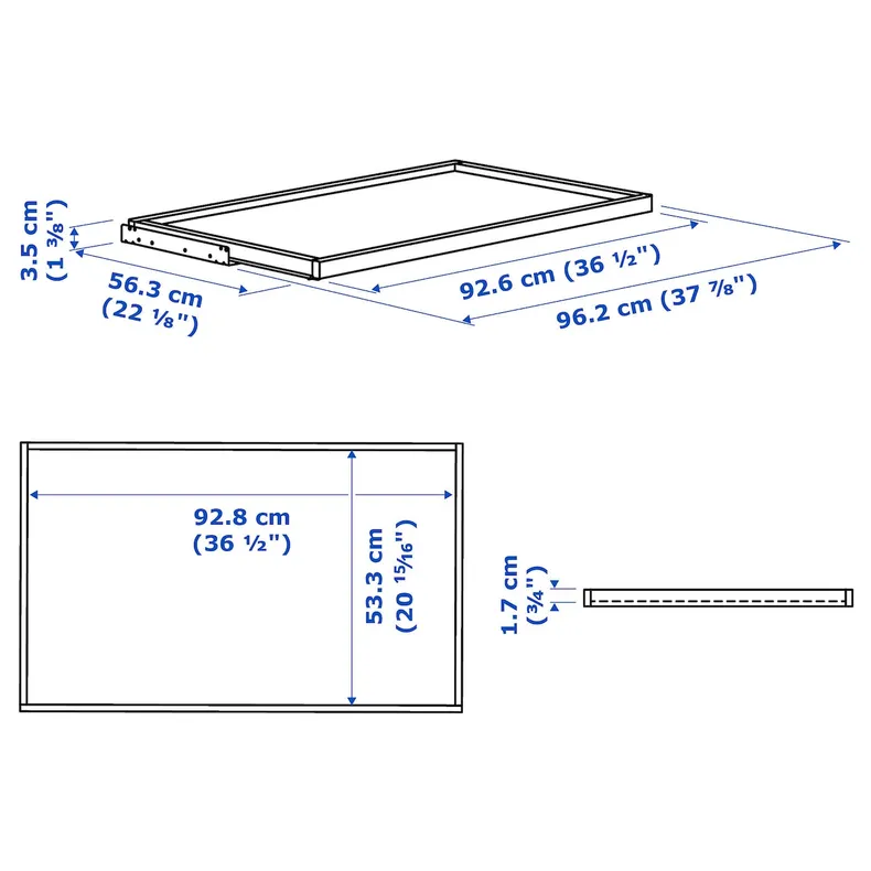 IKEA KOMPLEMENT КОМПЛИМЕНТ, выдвижная полка, тёмно-серый, 100x58 см 805.091.84 фото №4