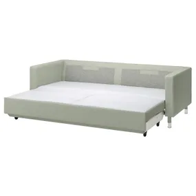IKEA LANDSKRONA ЛАНДСКРУНА, 3-місний диван-ліжко, ГУННАРЕД світло-зелений / металевий 394.912.81 фото