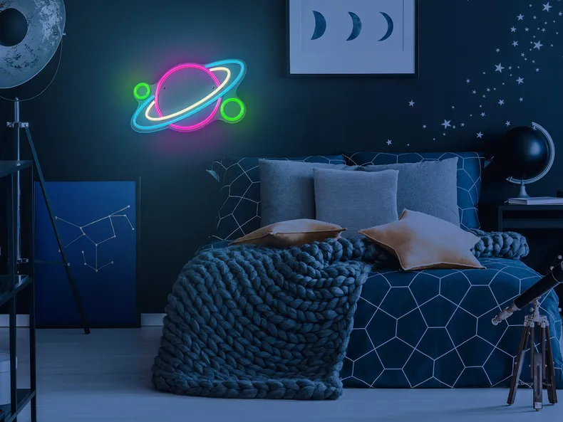 BRW Дитячий неоновий настінний світильник Planets LED мікс кольорів 093809 фото №2