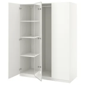 IKEA PAX ПАКС / FORSAND / ÅHEIM ФОРСАНД / ОХЕЙМ, гардероб, комбінація, білий / дзеркальний, 150x60x201 см 195.536.42 фото