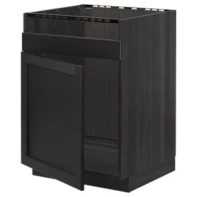 IKEA METOD МЕТОД, напольный шкаф для мойки ХАВСЕН, черный / Лерхиттан с черными пятнами, 60x60 см 094.579.24 фото