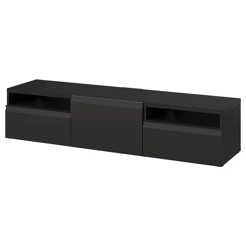 IKEA BESTÅ БЕСТО, тумба под ТВ, черный/коричневый/Хаммарсмед антрацит, 180x42x39 см 095.689.17 фото №1