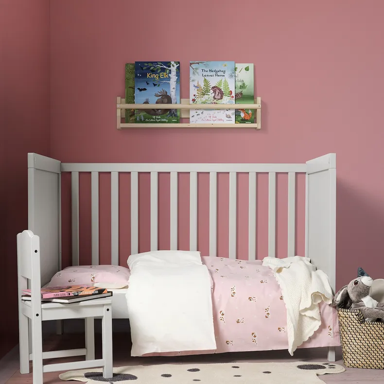IKEA DRÖMSLOTT ДРЕМСЛОТТ, підковдра і 1 наволочка д / дитяч ліж, орнамент цуценята / рожевий, 110x125 / 35x55 см 905.211.90 фото №4