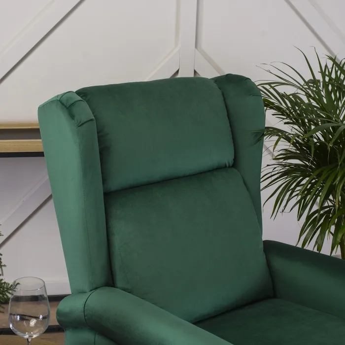 Кресло реклайнер бархатное MEBEL ELITE SIMON Velvet, зеленый фото №5
