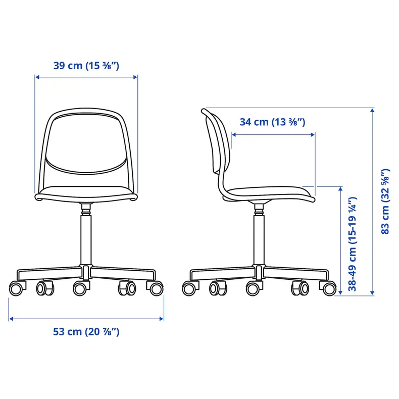 IKEA ÖRFJÄLL ОРФЬЄЛЛЬ, дитяче робоче крісло, білий/ВІССЛЕ рожевий 704.417.69 фото №8