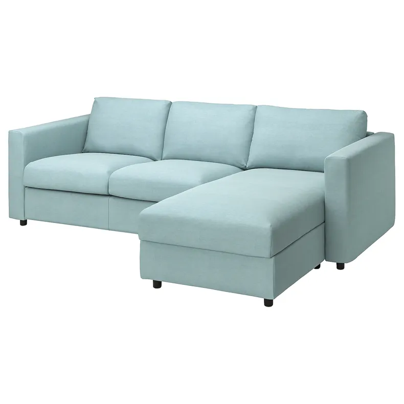 IKEA VIMLE ВІМЛЕ, 3-місний диван із кушеткою, САКСЕМАРА світло-синій 693.991.39 фото №1