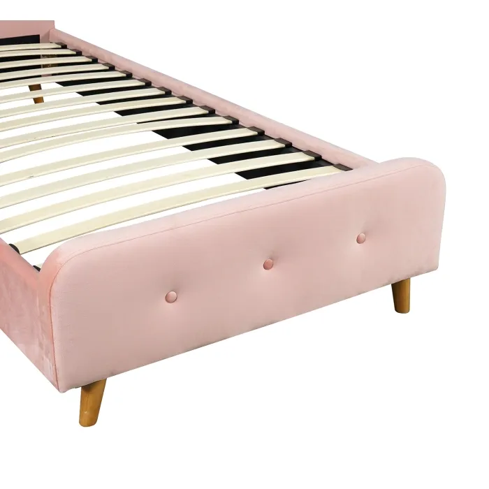 Кровать односпальная бархатная 90x200 MEBEL ELITE MIKEL Velvet, розовый фото №10