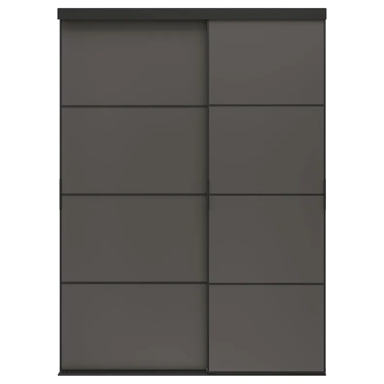 IKEA SKYTTA СКЮТТА / MEHAMN МЕХАМН, дверь раздвижная, комбинация, черный / 2стр темно-серый, 177x240 см 294.995.84 фото №1