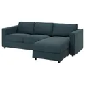 IKEA VIMLE ВІМЛЕ, 3-місний диван, з шезлонгом / темно-синій Hillared 294.411.59 фото thumb №1