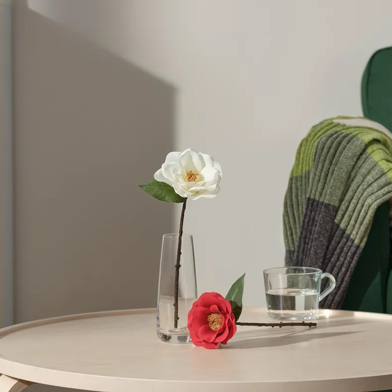 IKEA SMYCKA СМИККА, цветок искусственный, Внутренняя / наружная / камелия белая, 28 см 905.717.93 фото №2
