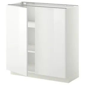 IKEA METOD МЕТОД, підлогова шафа з полицями / 2 дверцят, білий / РІНГХУЛЬТ білий, 80x37 см 594.652.24 фото