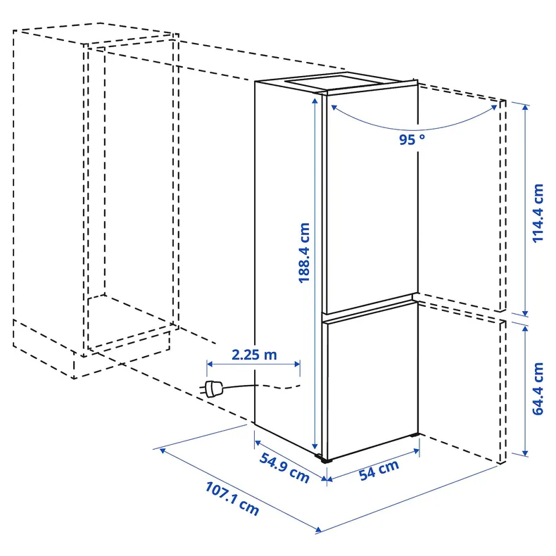 IKEA KÖLDGRADER КЁЛЬДГРАДЕР, холодильник / морозильник, IKEA 750 встроенный, 216 / 62 l 505.527.44 фото №8