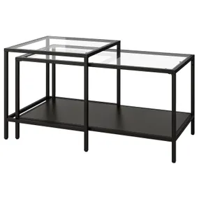 IKEA VITTSJÖ ВИТШЁ, комплект столов, 2 шт, черно-коричневый / стекло, 90x50 см 802.153.32 фото