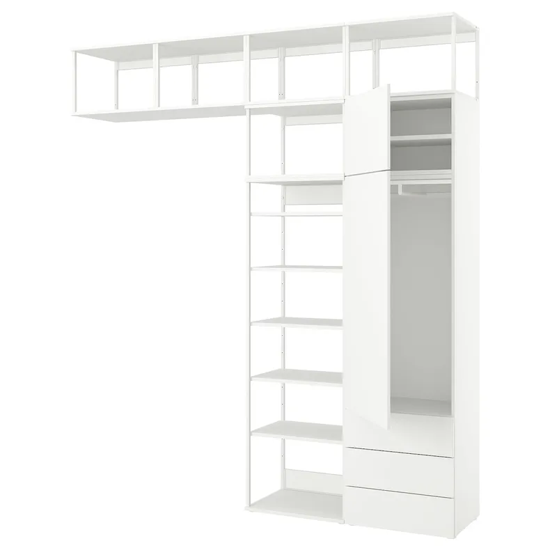 IKEA PLATSA ПЛАТСА, гардероб із 2 дверцятами+3 шухлядам, білий/Fonnes white, 240x42x261 см 495.306.25 фото №1