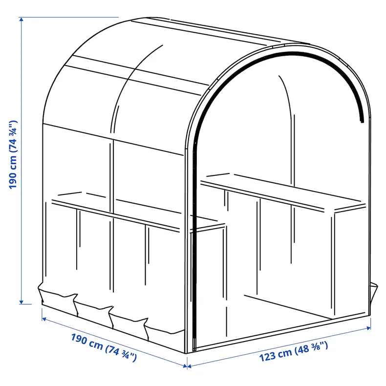 IKEA ASPAREN, міні-теплиця, прозорий білий, 123х190х190 см 205.856.23 фото №2