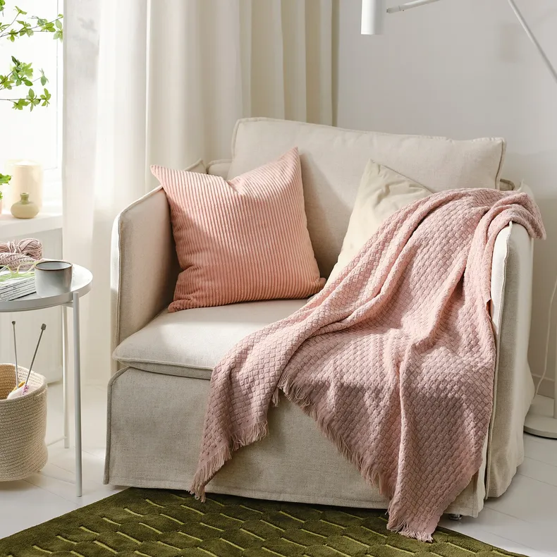 IKEA HORNMAL ХОРНМАЛ, плед, бледно-розовый, 130x170 см 505.307.85 фото №3