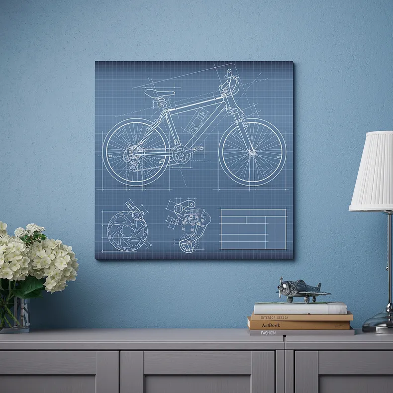 IKEA PJÄTTERYD ПЬЕТТЕРИД, картина, Дизайн велосипедов, 56x56 см 005.610.05 фото №2