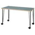 IKEA LAGKAPTEN ЛАГКАПТЕН / KRILLE КРІЛЛЕ, письмовий стіл, сіро-бірюзовий / чорний, 120x60 см 695.233.65 фото thumb №1