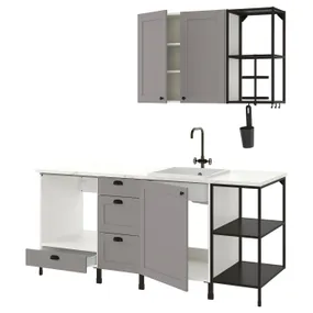 IKEA ENHET ЭНХЕТ, кухня, антрацит / серый каркас, 203x63.5x222 см 193.373.99 фото