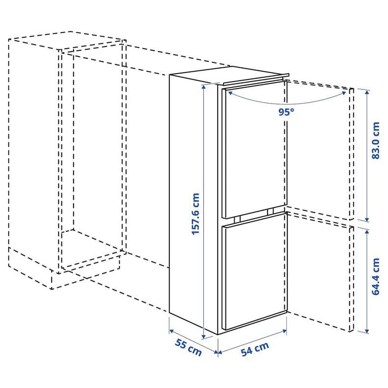 IKEA RÅKALL РОКАЛЛЬ, холодильник і морозильна камера, IKEA 500 інтегрована, 153, 79 L фото №2