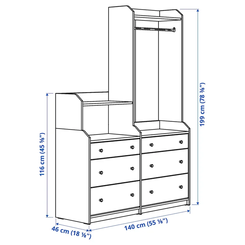 IKEA HAUGA ХАУГА, комбинация д / хранения, белый, 140x199 см 993.881.44 фото №4