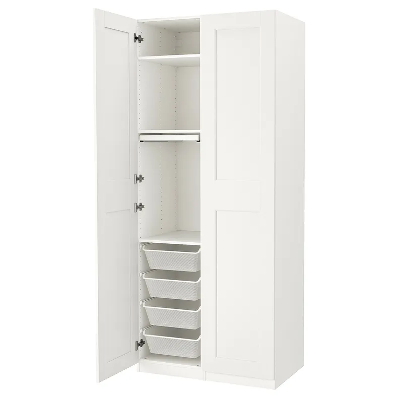 IKEA PAX ПАКС / GRIMO ГРИМО, гардероб, комбинация, белый / белый, 100x60x236 см 794.780.94 фото №1