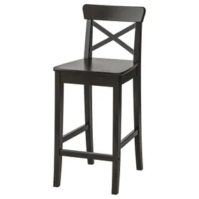 IKEA INGOLF ІНГОЛЬФ, барний стілець зі спинкою, коричневий і чорний, 63 см 402.485.13 фото