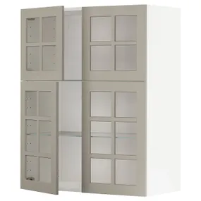IKEA METOD МЕТОД, навесной шкаф / полки / 4 стеклян двери, белый / Стенсунд бежевый, 80x100 см 494.583.23 фото