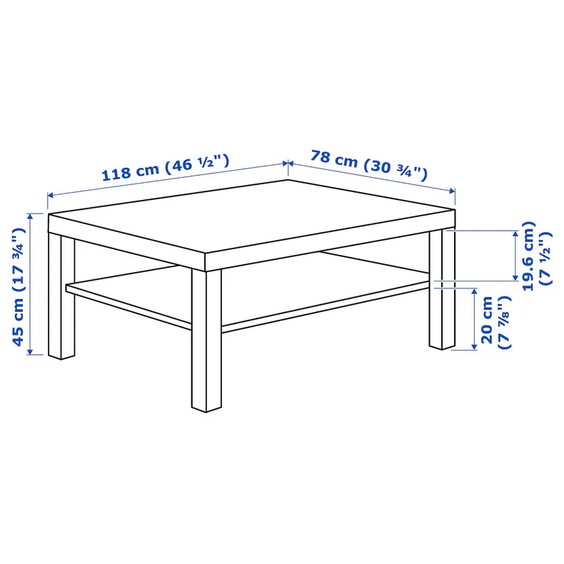 IKEA LACK ЛАКК, журнальный стол, белый крашеный дуб, 118x78 см 404.315.35 фото №5