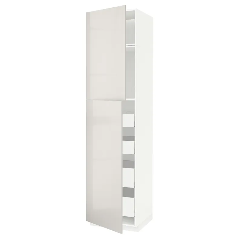 IKEA METOD МЕТОД / MAXIMERA МАКСИМЕРА, высокий шкаф / 2дверцы / 4ящика, белый / светло-серый, 60x60x240 см 394.621.27 фото №1