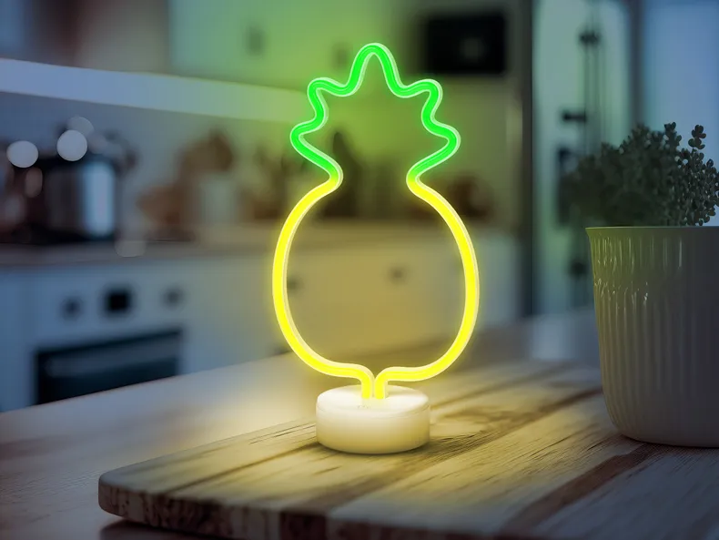 BRW Світлодіодна ананасова неонова настільна лампа мікс жовто-зелена 093830 фото №2