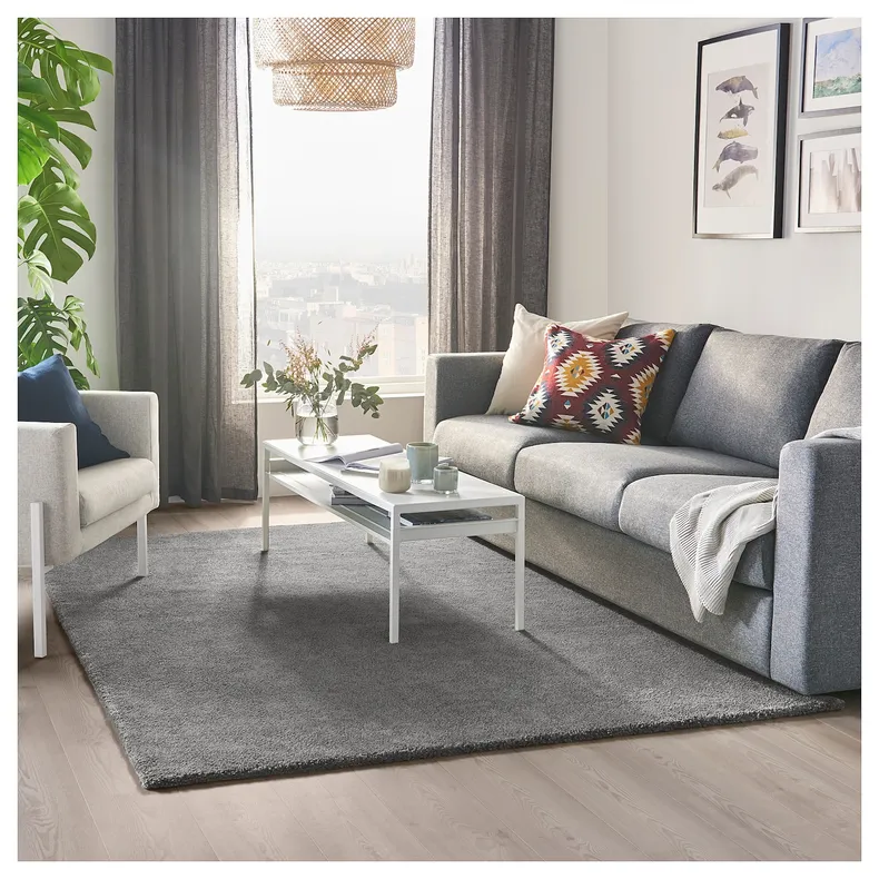 IKEA STOENSE СТОЕНСЕ, килим, короткий ворс, класичний сірий, 170x240 см 004.268.28 фото №3