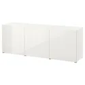 IKEA BESTÅ БЕСТО, комбинация для хранения с дверцами, белый / Сельсвикен глянцевый / белый, 180x42x65 см 293.249.90 фото thumb №1