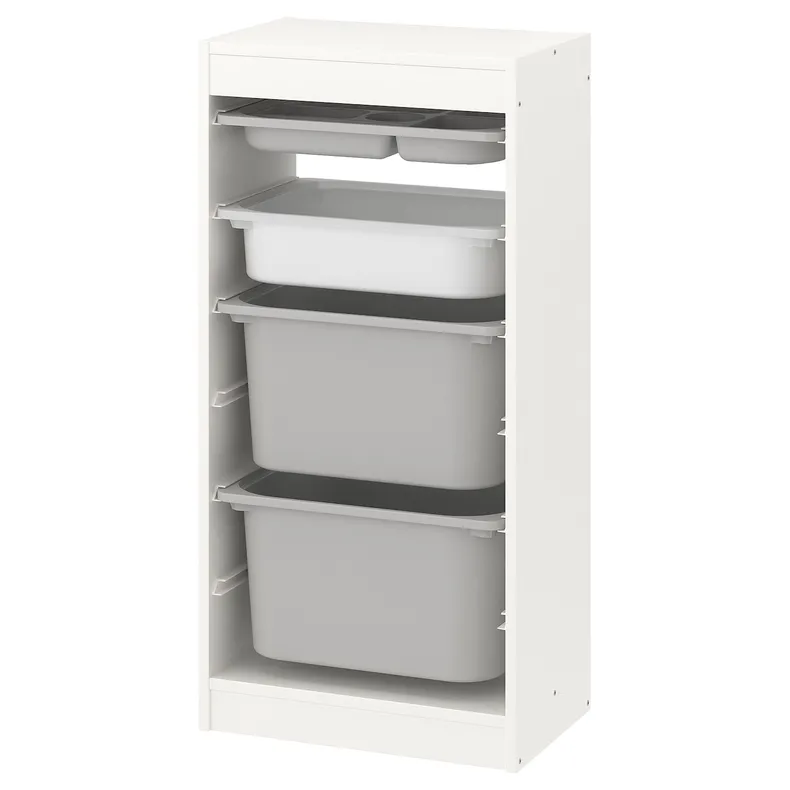 IKEA TROFAST ТРУФАСТ, комб д/збер з коробками/лотком, білий сірий/білий, 46x30x94 см 294.783.79 фото №1
