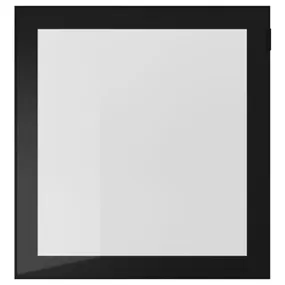 IKEA GLASSVIK ГЛАССВИК, стеклянная дверь, черный / прозрачное стекло, 60x64 см 302.916.58 фото