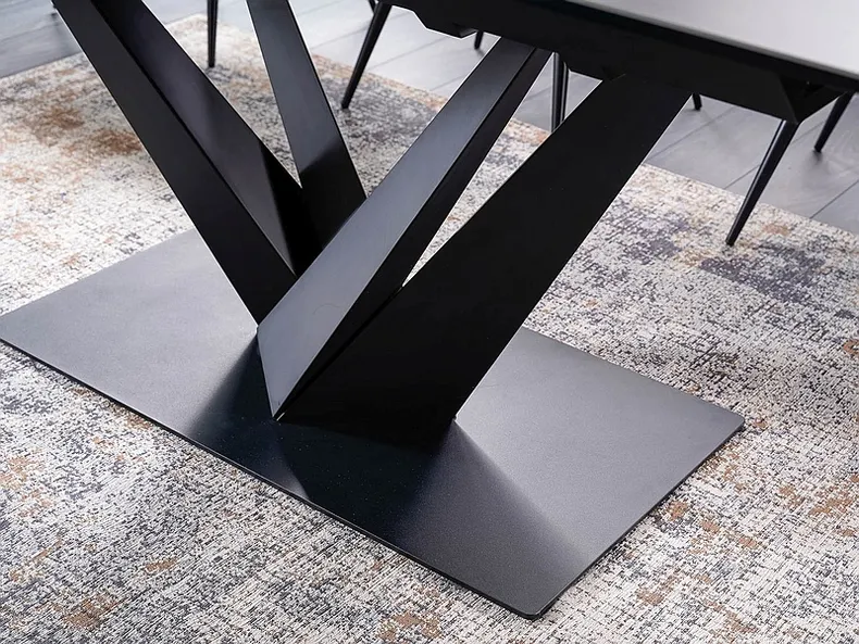 Стол обеденный раскладной SIGNAL SORENTO CERAMIC, серый мрамор / черный матовый, 90x160 фото №11