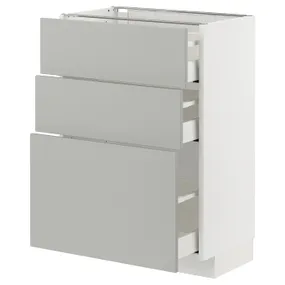 IKEA METOD МЕТОД / MAXIMERA МАКСИМЕРА, напольный шкаф с 3 ящиками, белый / светло-серый, 60x37 см 795.384.13 фото