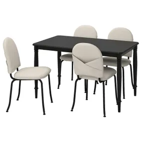 IKEA DANDERYD ДАНДЭРЮД / EBBALYCKE ЭББАЛЮККЕ, стол и 4 стула, черный / Идекулла бежевый, 130 см 595.601.17 фото